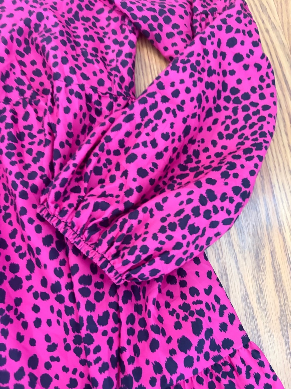 SHEIN Hot Pink Leopard Print V-Neck Tiered Mini Dress - Picture 3 of 6